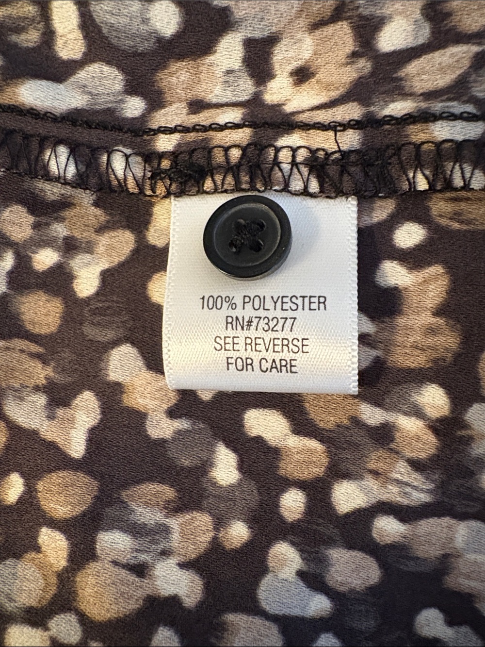 NWT Dana Buchman Split-Neck Blouse with Brown and Cream Dots Medium 3/4 sleeves - Picture 10 of 14